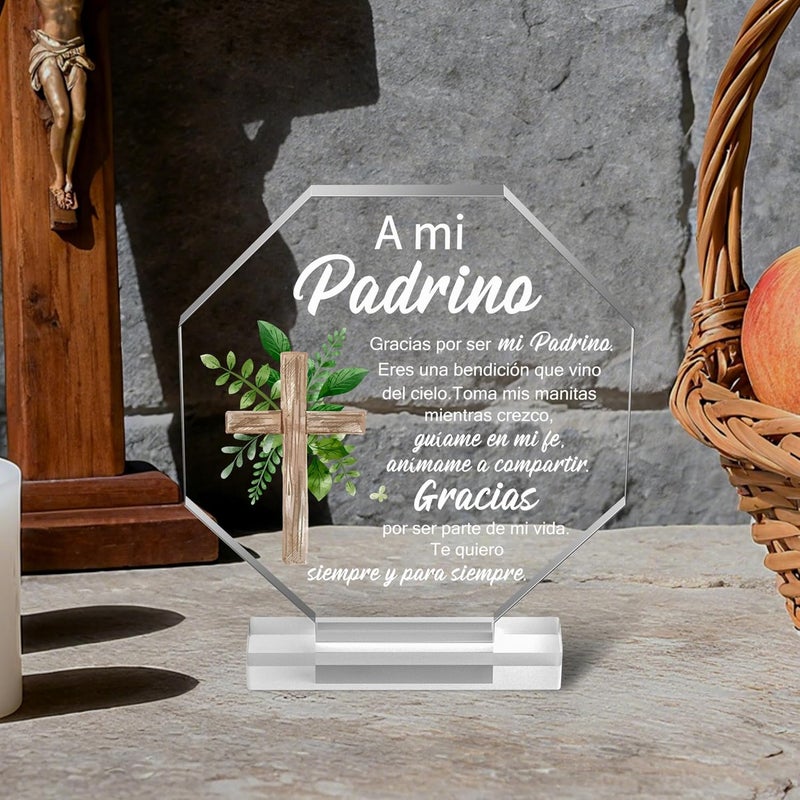 Yopyame Spanish Godfather Padrino Gift - Godfather Gifts from Godchild for Men Thank You for Being My Godfathers Acrylic Gifts Office Table Decor Birthday Christmas Keepsake Paperweight for Godfathers - Image 5
